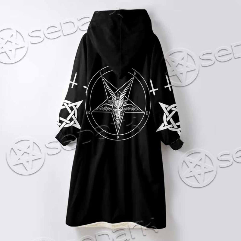 Baphomet Sigil Inverted Cross SED-0794 Oversized Sherpa Blanket Hoodie