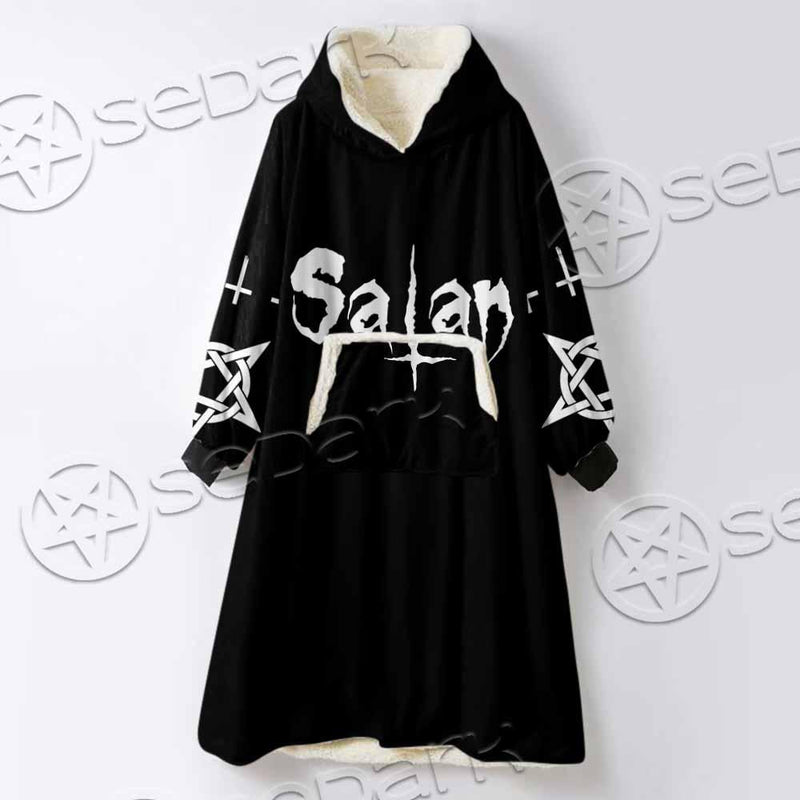 Baphomet Sigil Inverted Cross SED-0794 Oversized Sherpa Blanket Hoodie