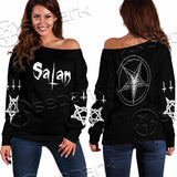 Baphomet Sigil Inverted Cross SED-0794 Off Shoulder Sweaters
