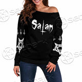 Baphomet Sigil Inverted Cross SED-0794 Off Shoulder Sweaters