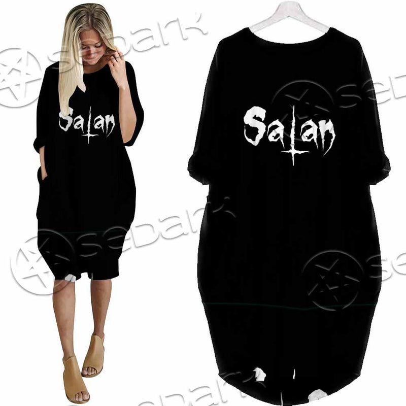 Baphomet Sigil Inverted Cross SED-0794 Batwing Pocket Dress