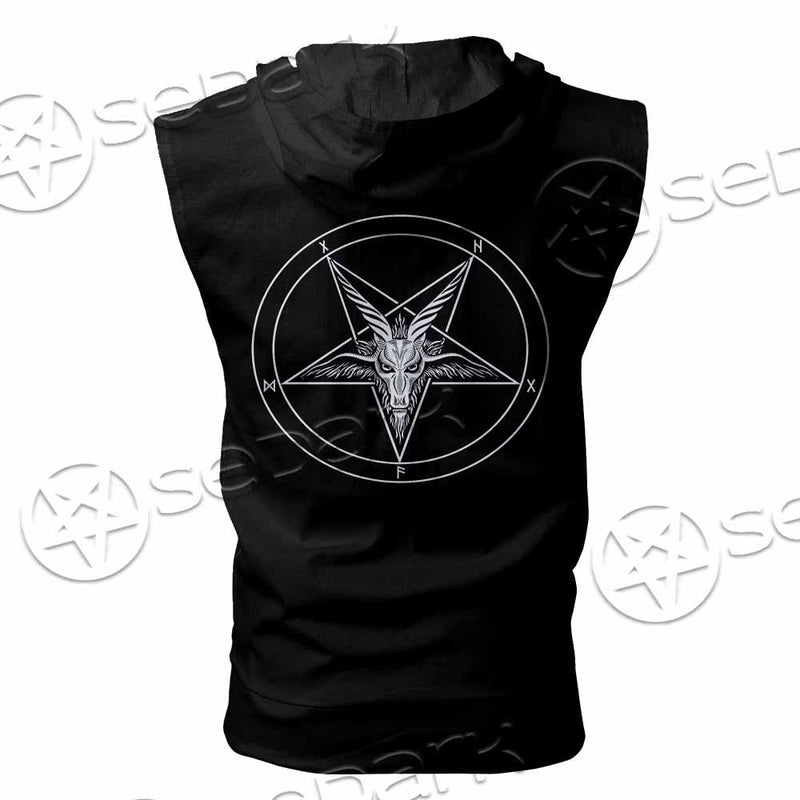 Baphomet Sigil Inverted Cross SED-0794 Zip Sleeveless Hoodie