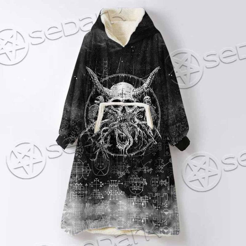 Satanic Skull Scary SED-0797 Oversized Sherpa Blanket Hoodie