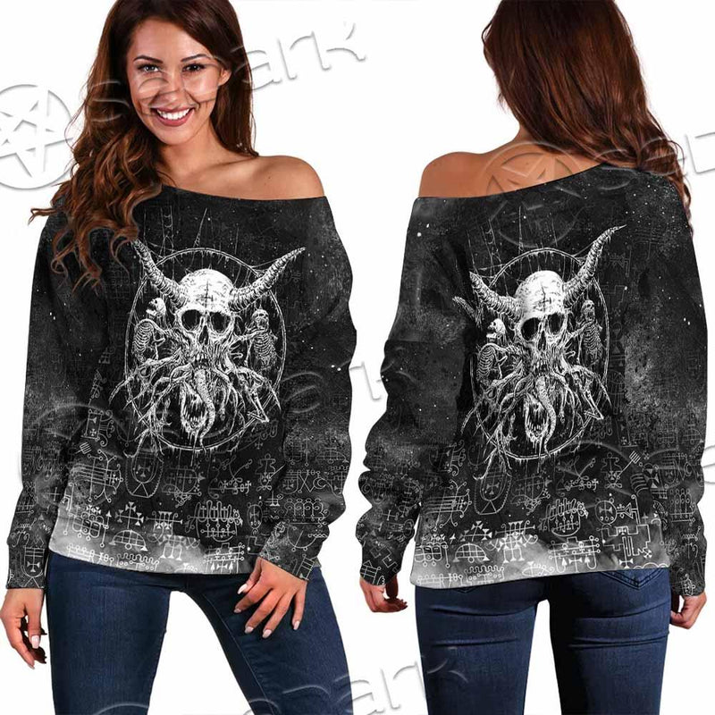 Satanic Skull Scary SED-0797 Off Shoulder Sweaters