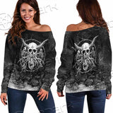 Satanic Skull Scary SED-0797 Off Shoulder Sweaters