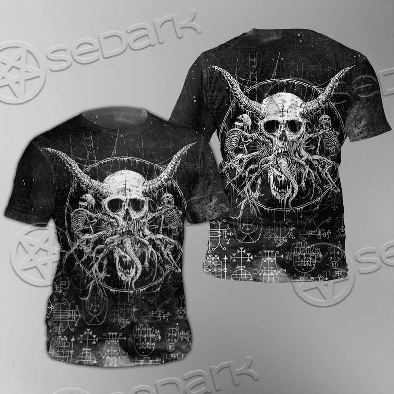 Satanic Skull Scary SED-0797 Unisex T-shirt