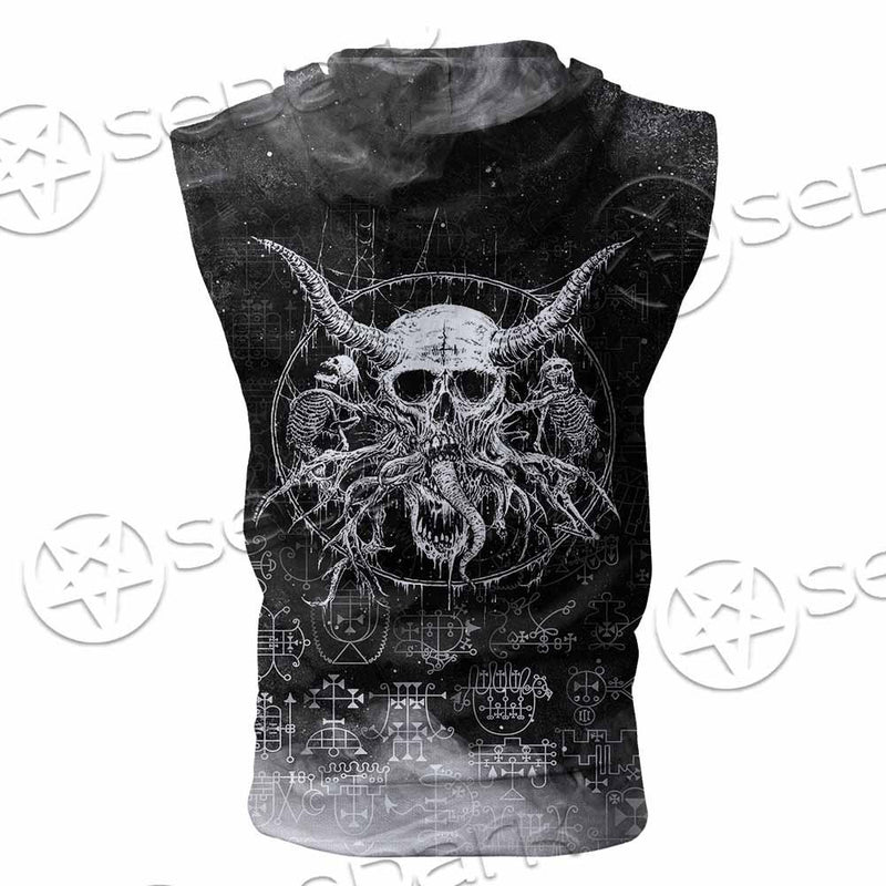 Satanic Skull Scary SED-0797 Zip Sleeveless Hoodie