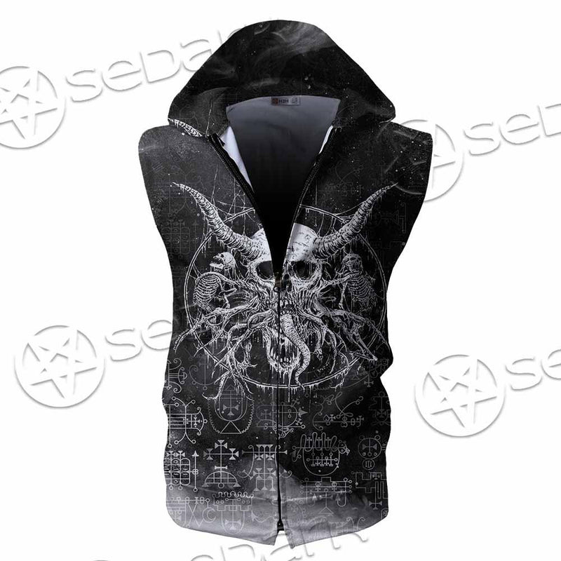 Satanic Skull Scary SED-0797 Zip Sleeveless Hoodie