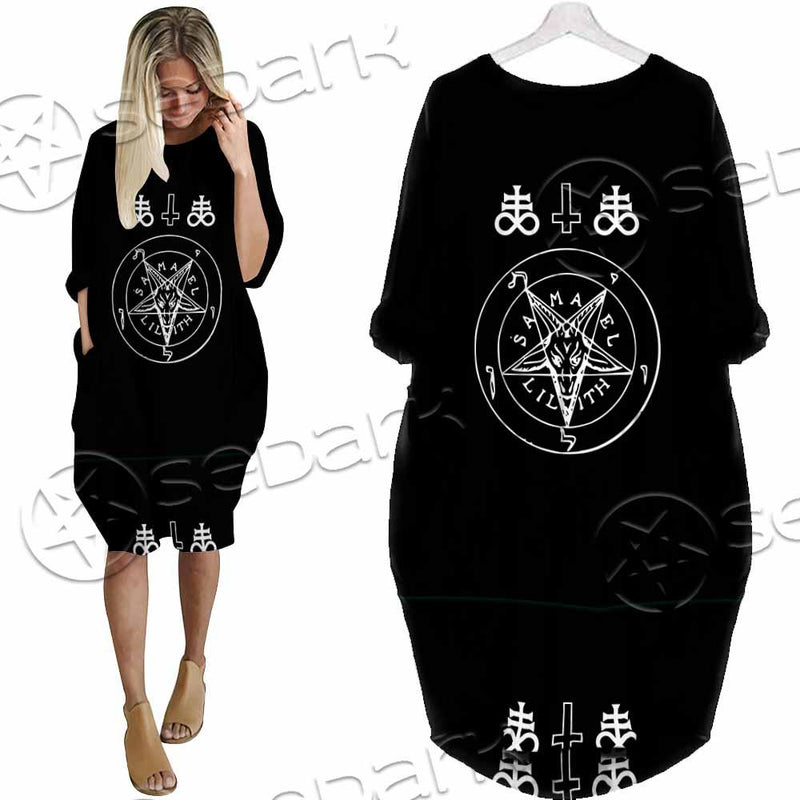 Baphomet Sigil Lilith SED-0798 Batwing Pocket Dress