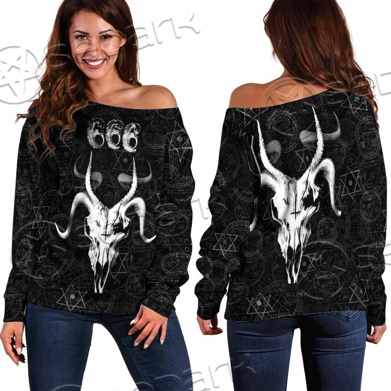 Occult 666 Goat Head SED-0800 Off Shoulder Sweaters