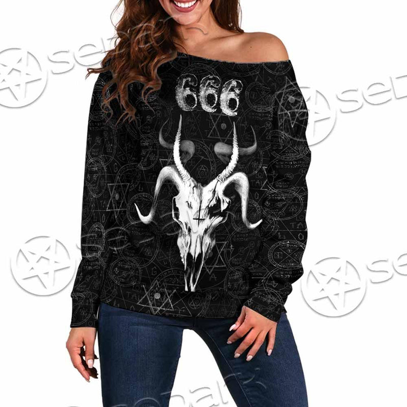 Occult 666 Goat Head SED-0800 Off Shoulder Sweaters