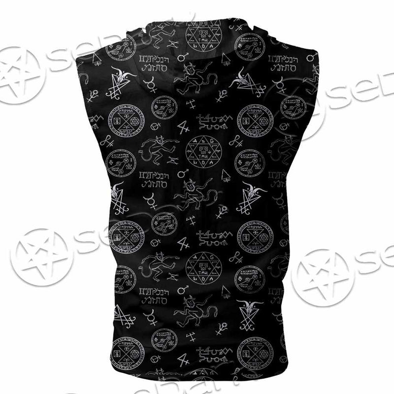 Satanism Symbols SED-0801 Zip Sleeveless Hoodie