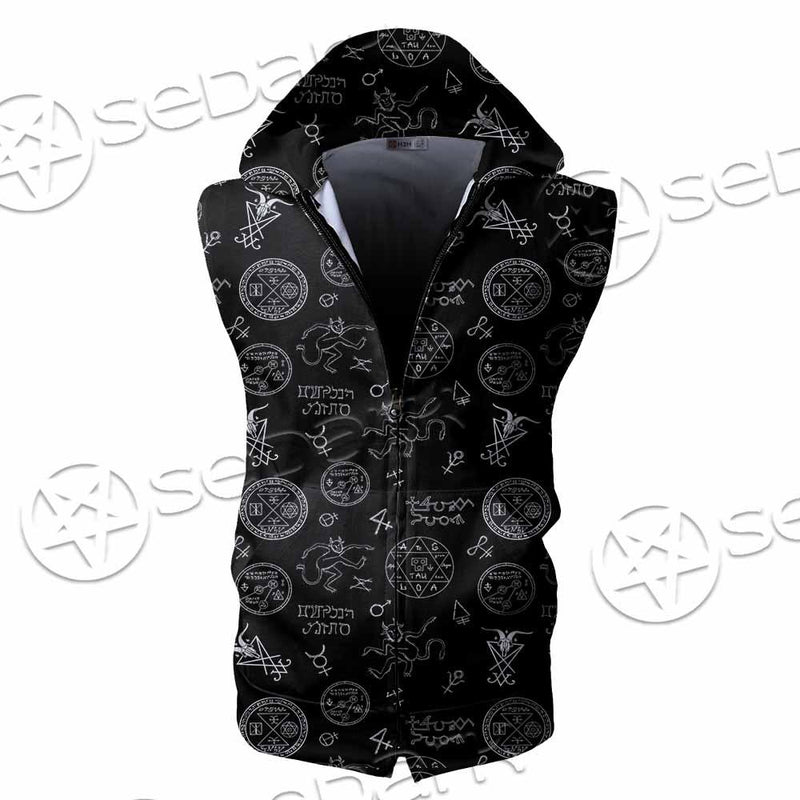 Satanism Symbols SED-0801 Zip Sleeveless Hoodie