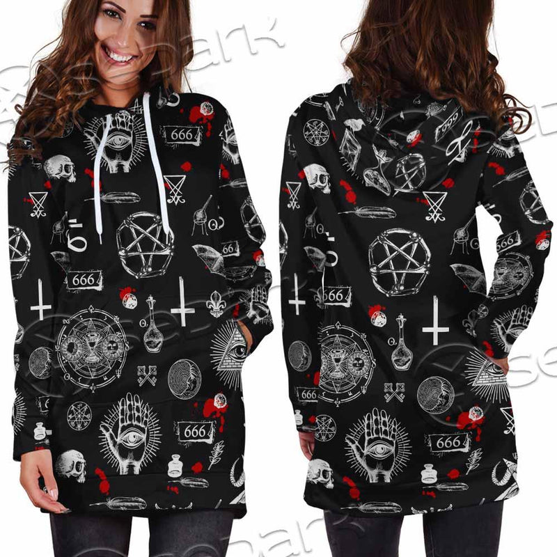 Satanic Symbols Occult SED-0802 Hoodie Dress