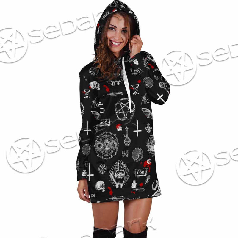 Satanic Symbols Occult SED-0802 Hoodie Dress