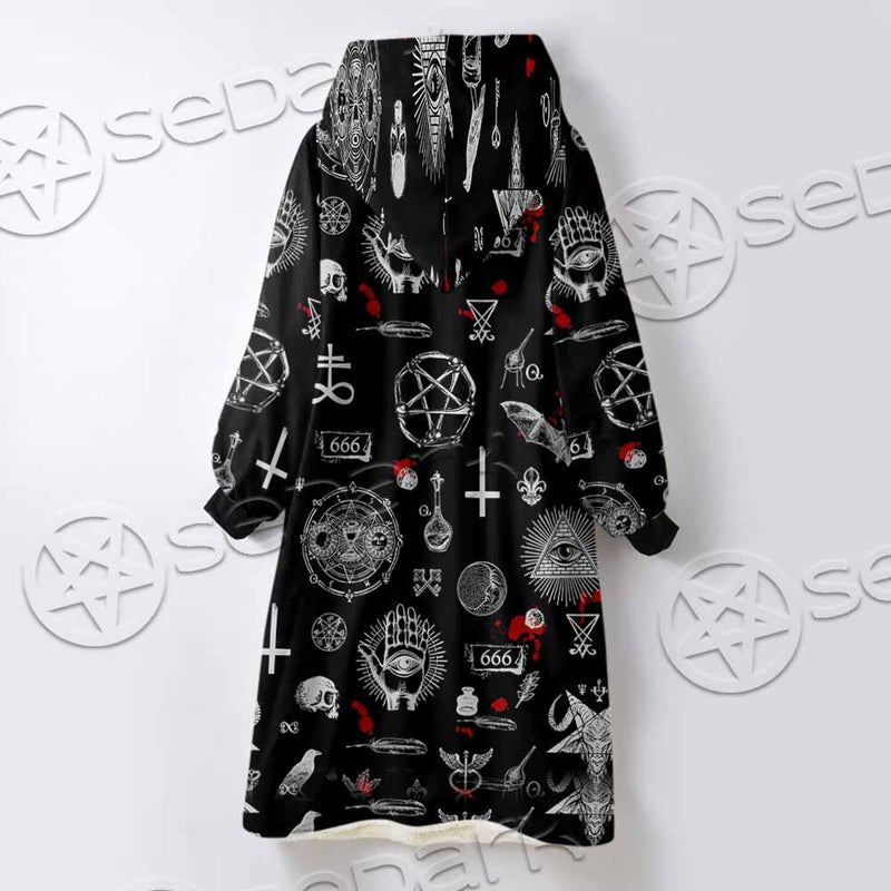 Satanic Symbols Occult SED-0802 Oversized Sherpa Blanket Hoodie