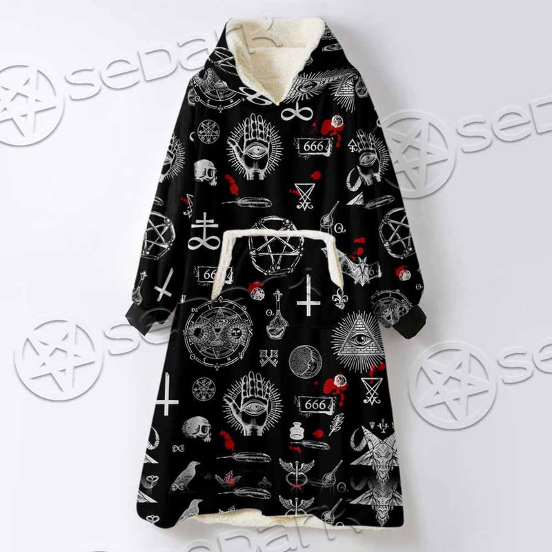 Satanic Symbols Occult SED-0802 Oversized Sherpa Blanket Hoodie