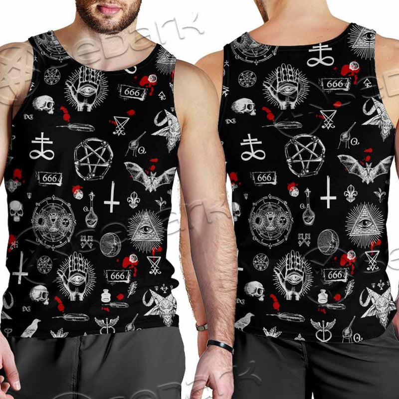 Satanic Symbols Occult SED-0802 Men Tank-tops