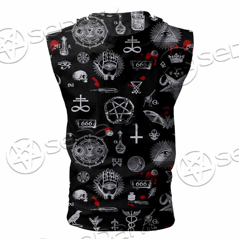 Satanic Symbols Occult SED-0802 Zip Sleeveless Hoodie
