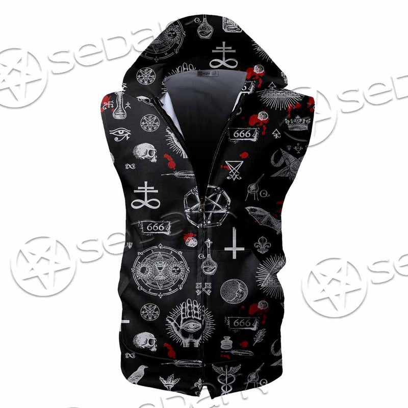 Satanic Symbols Occult SED-0802 Zip Sleeveless Hoodie