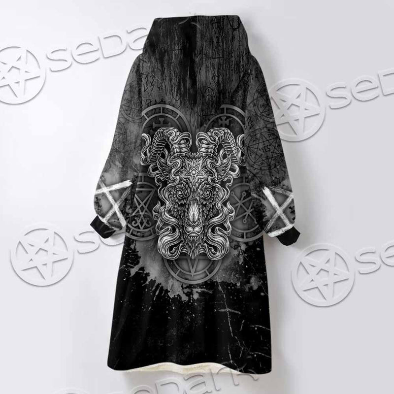 Pentagram Demon Goat Head SED-0805 Oversized Sherpa Blanket Hoodie