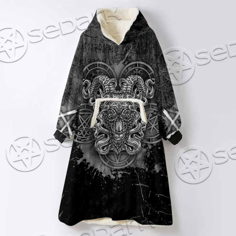 Pentagram Demon Goat Head SED-0805 Oversized Sherpa Blanket Hoodie
