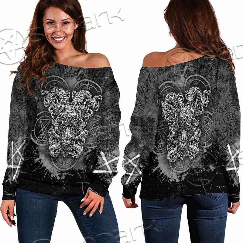 Pentagram Demon Goat Head SED-0805 Off Shoulder Sweaters