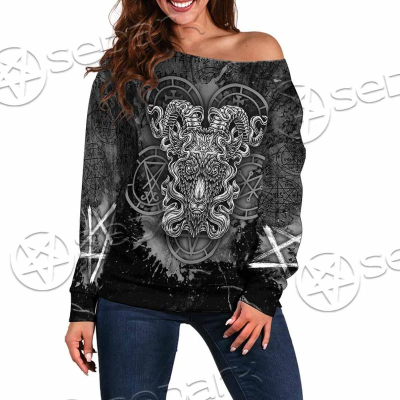Pentagram Demon Goat Head SED-0805 Off Shoulder Sweaters