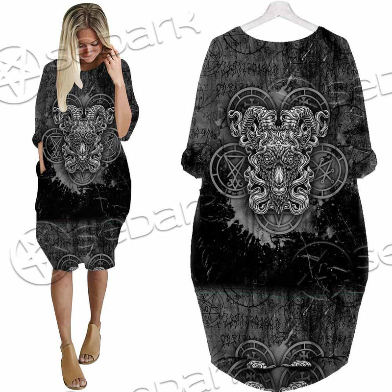 Pentagram Demon Goat Head SED-0805 Batwing Pocket Dress