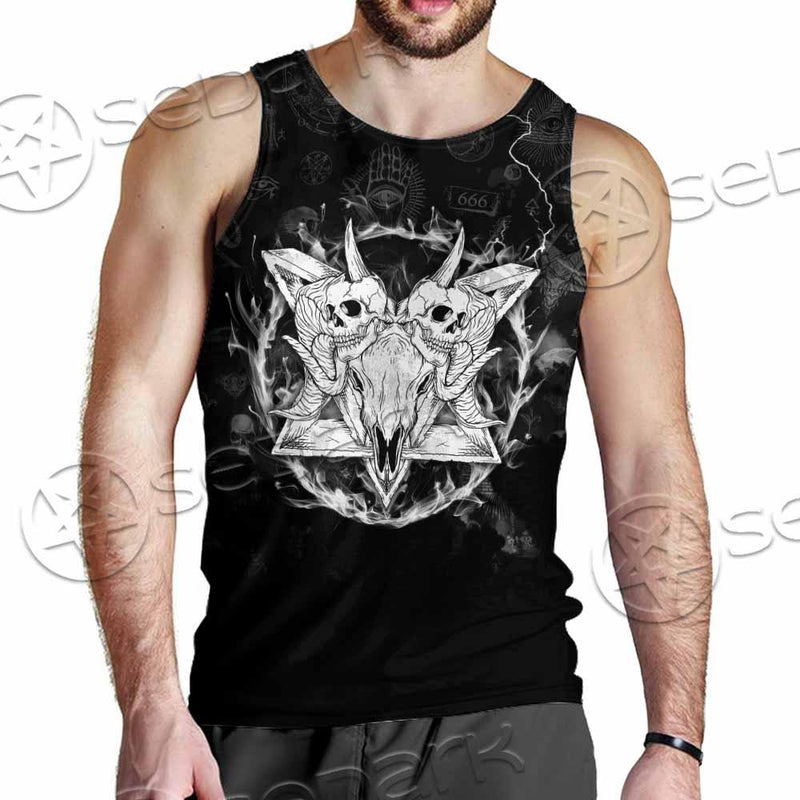 Skull Goat Head 666 SED-0808 Men Tank-tops
