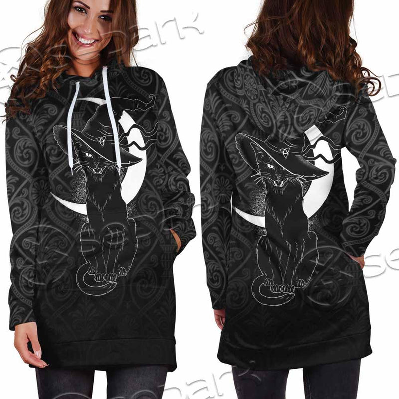 Gothic Moon Black Cat SED-0812 Hoodie Dress