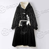 Gothic Moon Black Cat SED-0812 Oversized Sherpa Blanket Hoodie