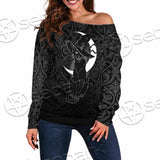 Gothic Moon Black Cat SED-0812 Off Shoulder Sweaters