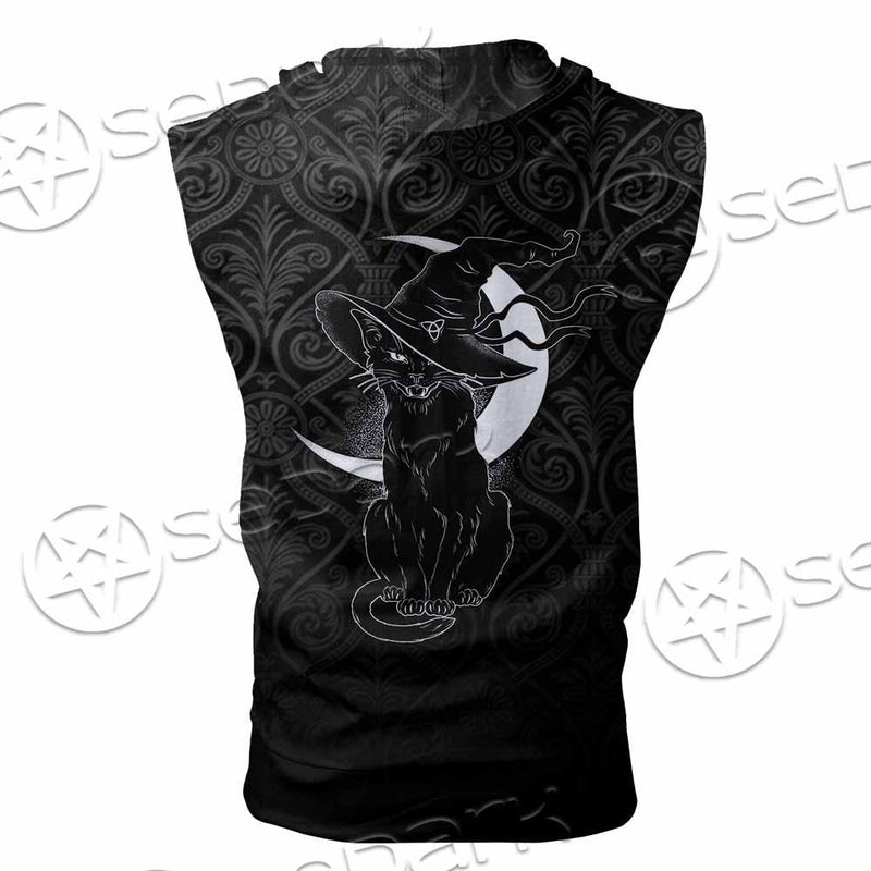 Gothic Moon Black Cat SED-0812 Zip Sleeveless Hoodie