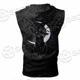 Gothic Moon Black Cat SED-0812 Zip Sleeveless Hoodie