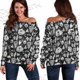 Gothic Skull Ouija Board SED-0813 Off Shoulder Sweaters