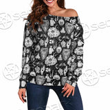 Gothic Skull Ouija Board SED-0813 Off Shoulder Sweaters