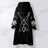 Sigil Of Lucifer Inverted Cross SED-0814 Oversized Sherpa Blanket Hoodie