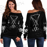 Sigil Of Lucifer Inverted Cross SED-0814 Off Shoulder Sweaters