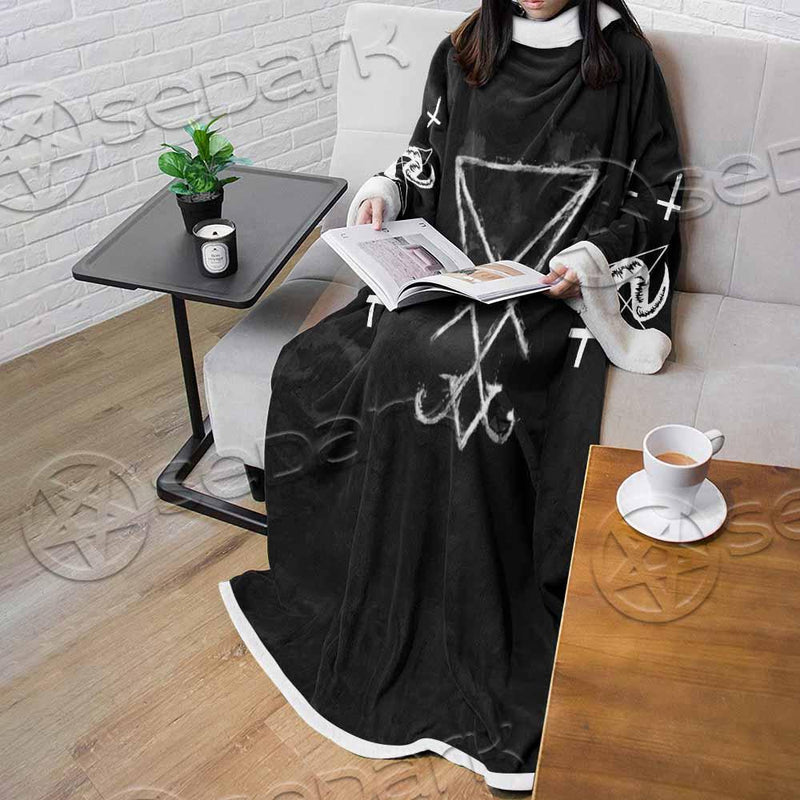 Sigil Of Lucifer Inverted Cross SED-0814 Sleeved Blanket