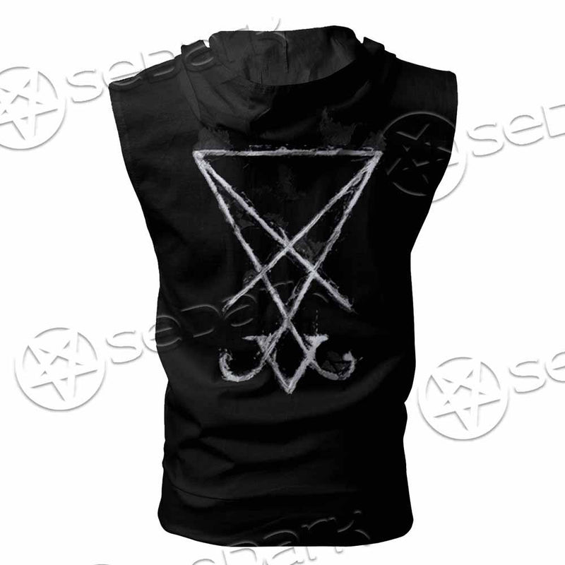 Sigil Of Lucifer Inverted Cross SED-0814 Zip Sleeveless Hoodie