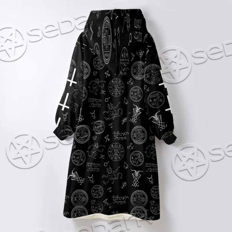 Baphomet Inverted Cross SED-0816 Oversized Sherpa Blanket Hoodie
