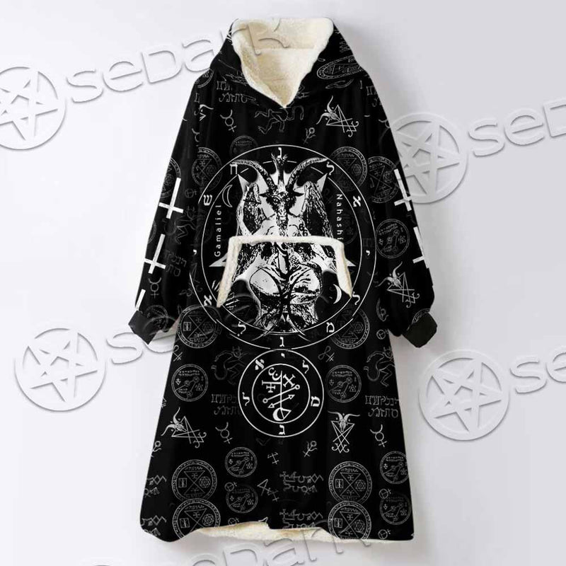 Baphomet Inverted Cross SED-0816 Oversized Sherpa Blanket Hoodie