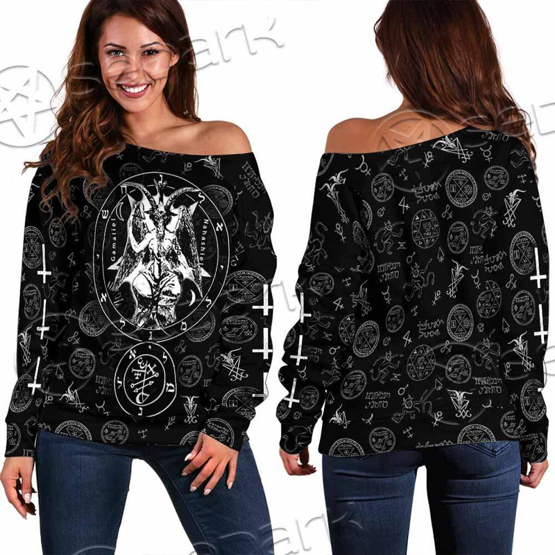 Baphomet Inverted Cross SED-0816 Off Shoulder Sweaters
