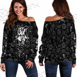 Baphomet Inverted Cross SED-0816 Off Shoulder Sweaters