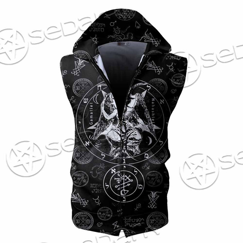 Baphomet Inverted Cross SED-0816 Zip Sleeveless Hoodie