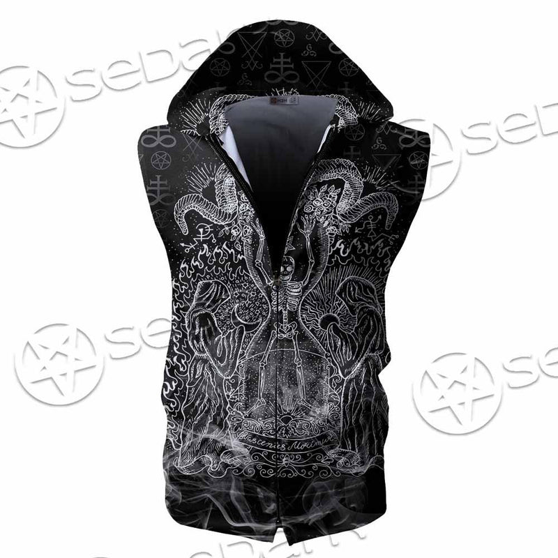 Skeleton Goat Head SED-0817 Zip Sleeveless Hoodie