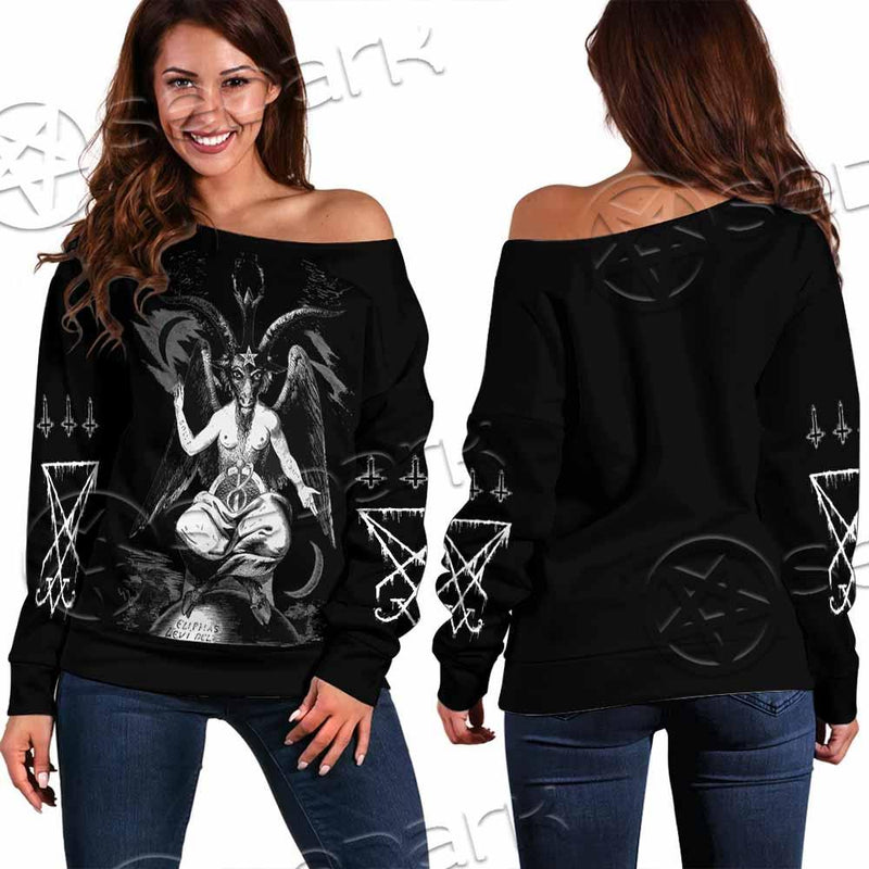 Baphomet Lucifer Sigil SED-0818 Off Shoulder Sweaters