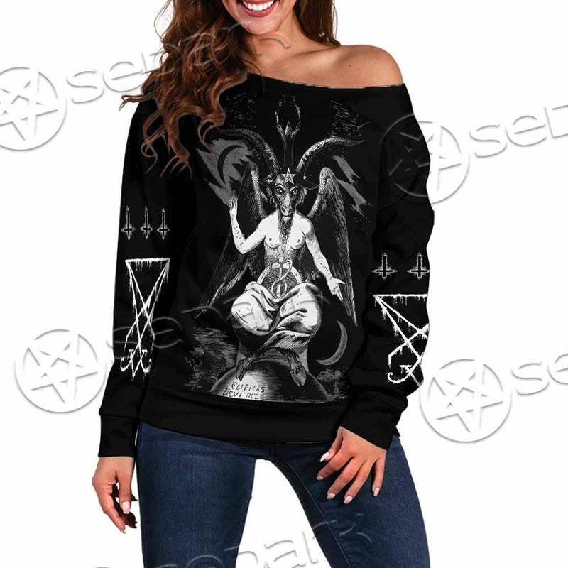 Baphomet Lucifer Sigil SED-0818 Off Shoulder Sweaters