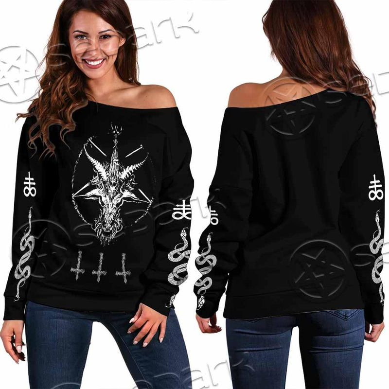 Baphomet Sigil Snake SED-0819 Off Shoulder Sweaters